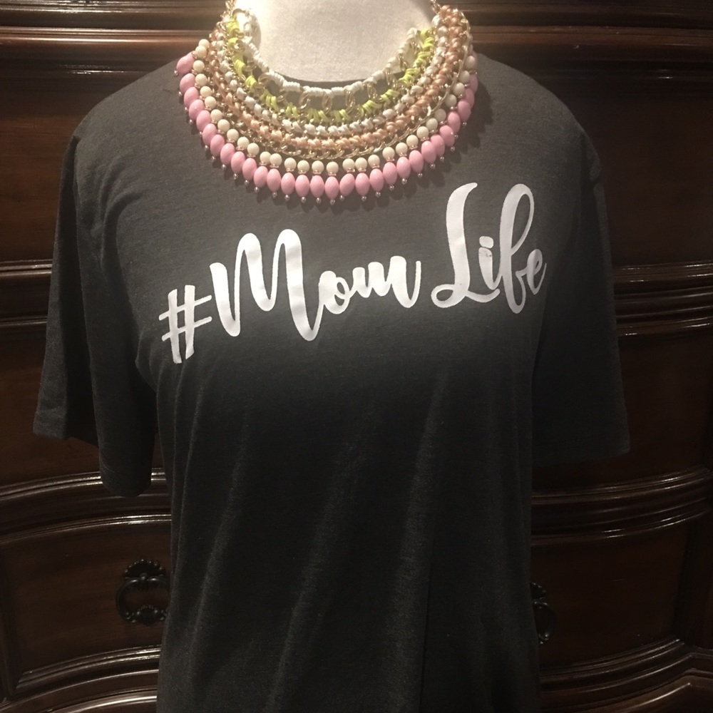 Grey Fashion Tee Mom Life